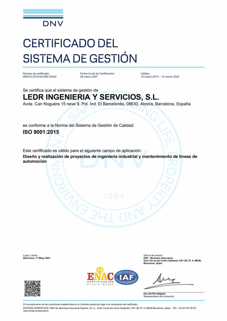 Certificaciones – LEDR Ingenieria